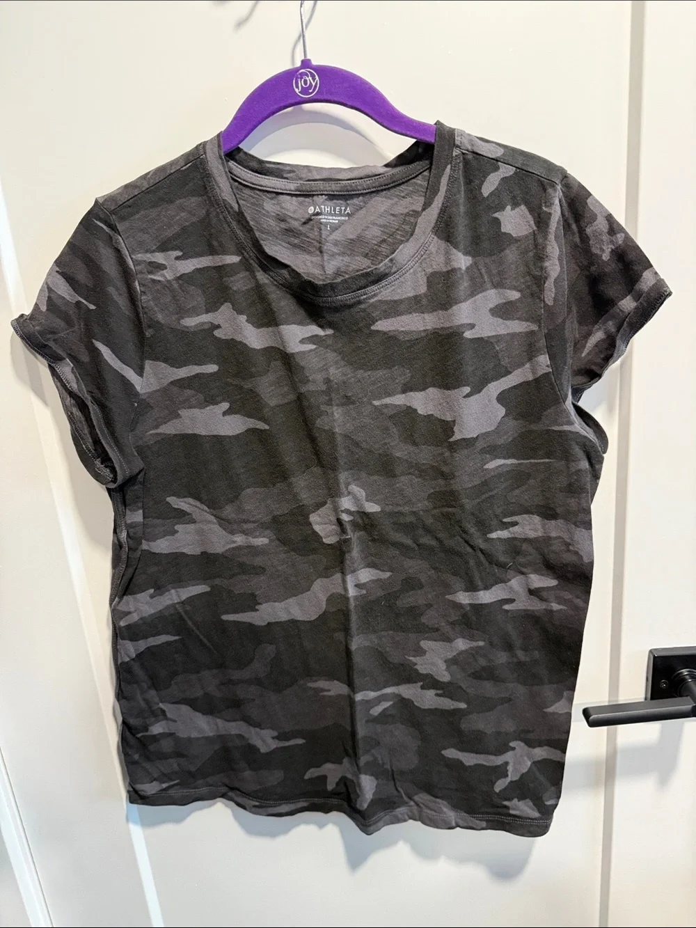 Athleta Gray Camo Crewneck Tee Women’s Large Girls Size 7 Mom & Me Set EUC
